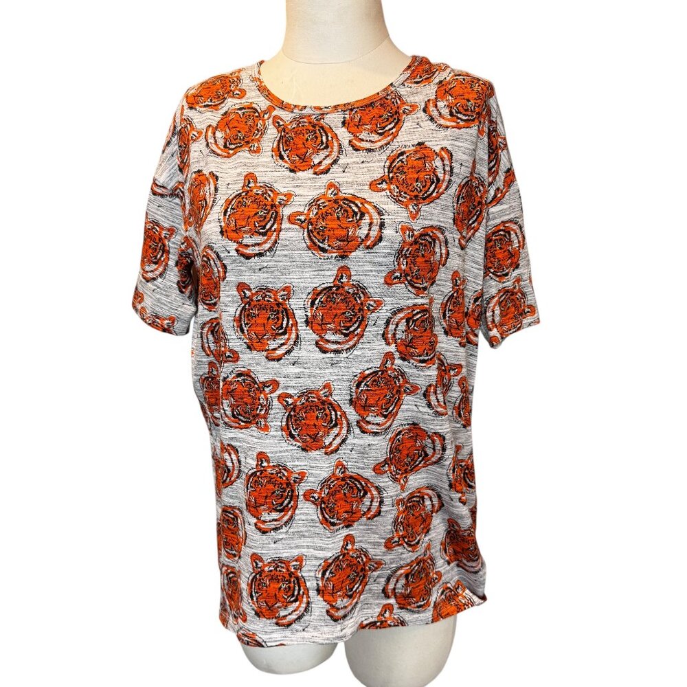LULAROE tunic top with orange Tiger print Size XS EUC